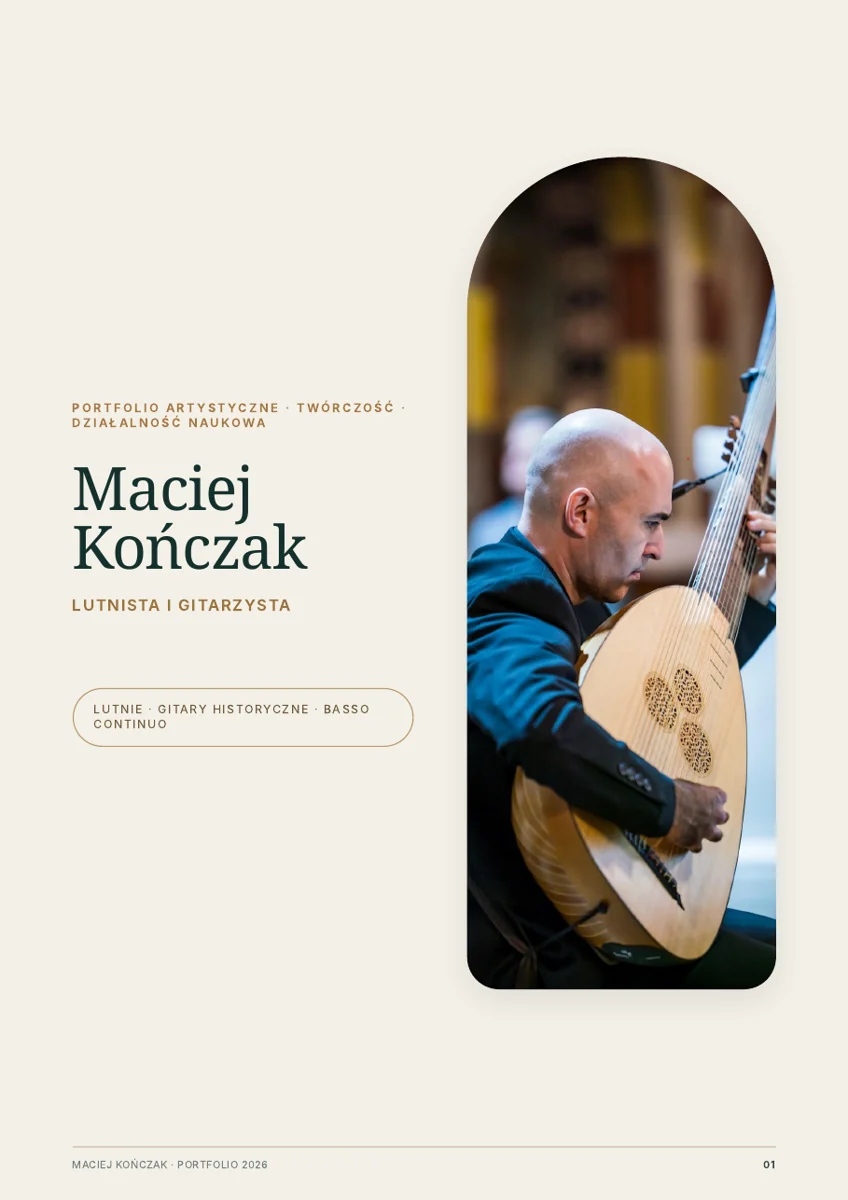 Okładka portfolio artystycznego Macieja Kończaka 2026